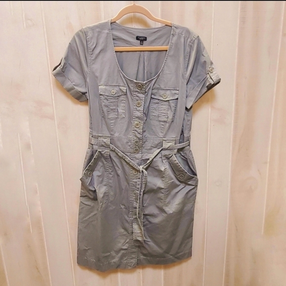 TALBOTS Trench Safari Khaki  Dress w/ Belt & Pockets Size 14 - EUC! - Picture 1 of 13